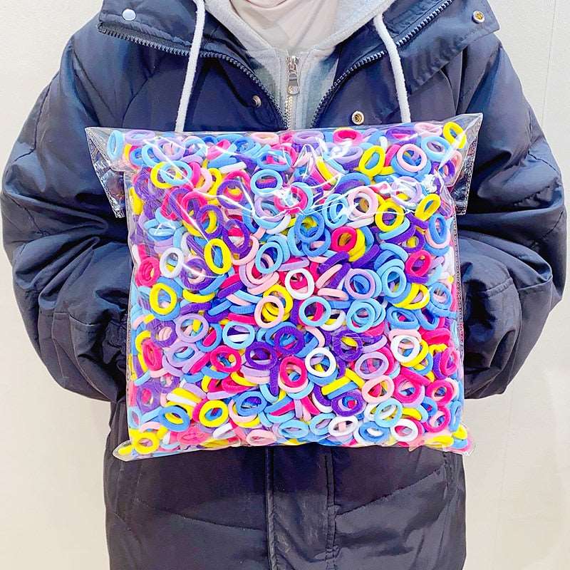 100/300/500PCS Colorful Basic Nylon Ealstic Hair Band For Girls Ponytail